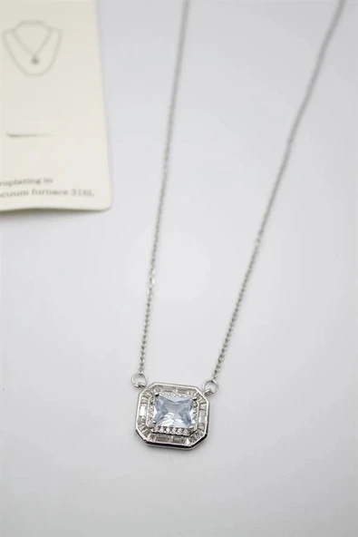 LitaeTrend Taşlı Kolye - Gümüş - Resim 2