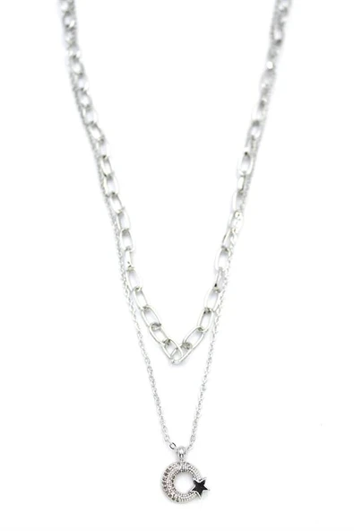 LitaeTrend Çoklu Ay Yıldız Kolye - Gümüş - Resim 2