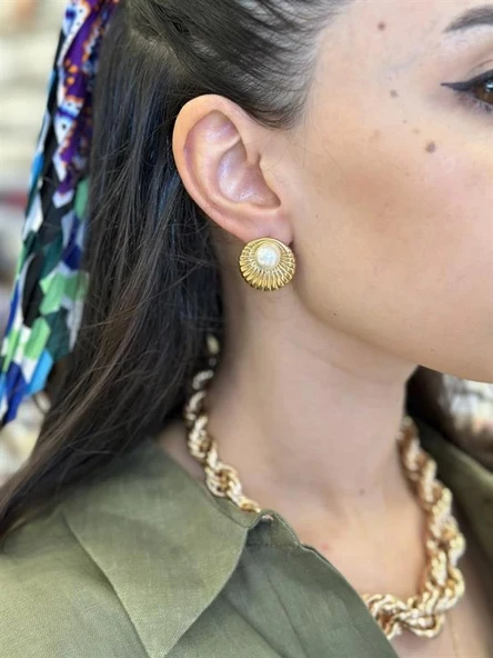 LitaeTrend İnci Küpe - Altın ürün görseli 1