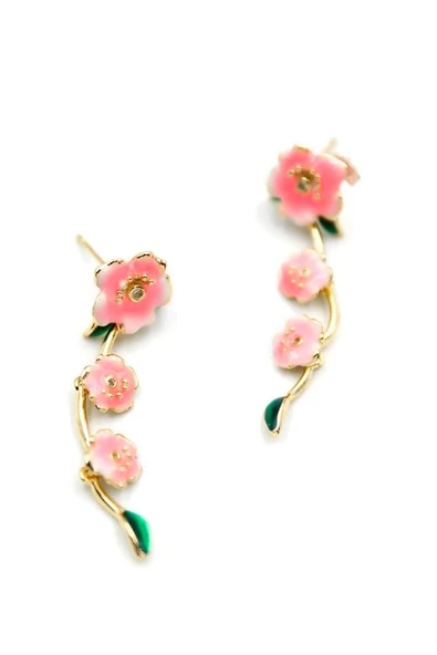 LitaeTrend Mineli Çiçek Küpe - Pembe - 1