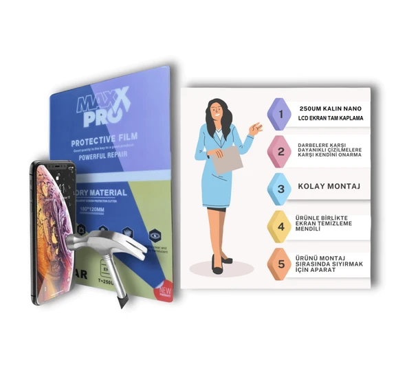 Xiaomi POCO X3 NFC-X3 PRO Uyumlu Nano Ekran Koruyucu Şeffaf Hd Esnek 250UM Kalın - MAXXPRO ürün görseli