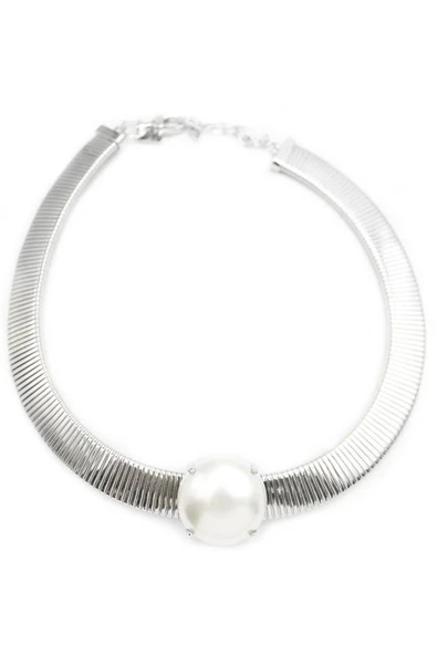 LitaeTrend İncili Tasma Kolye - Gümüş - Resim 2