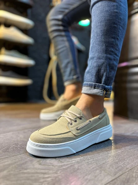 Pabucmarketi Erkek Günlük Ayakkabı Yüksek Taban Vizon