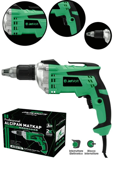 JetVolt Profesyonel 90N.m Alçıpan Vidalama Tabancası 710W - Yeşil - 1