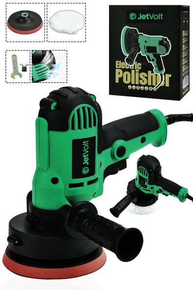 JetVolt 12V Orbital 8 Kademli Cila Pasta Parlatma Polisaj Makinesi - Yeşil - 1