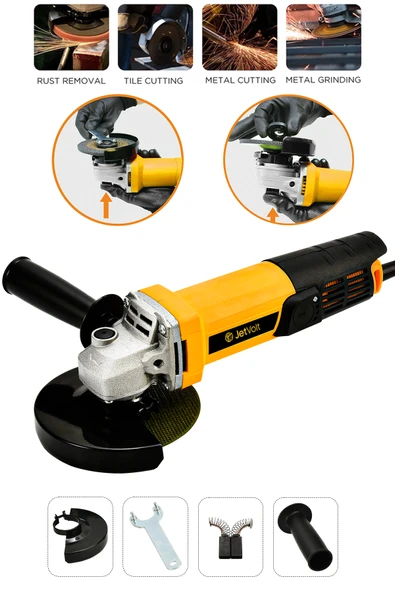 JetVolt Profesyonel 550W Avuç Taşlama Makinesi 125mm Bakır Sargılı Spiral - Sarı ürün görseli 1