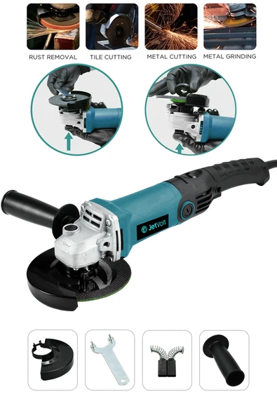 JetVolt Profesyonel 1200W Avuç Taşlama Makinesi 125mm 6 Kademeli Uzun Kuyruk - Mavi - 1