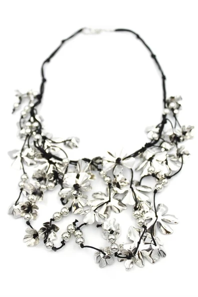 LitaeTrend Metal Çiçek Kolye - Gümüş - 2