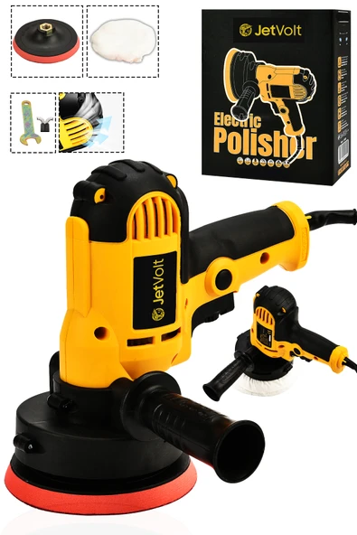 JetVolt 12V Orbital 8 Kademli Cila Pasta Parlatma Polisaj Makinesi - Sarı - 1