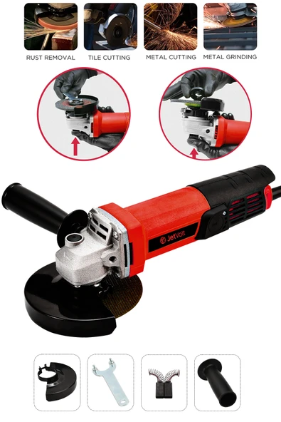 JetVolt Profesyonel 550W Avuç Taşlama Makinesi 125mm Bakır Sargılı Spiral - Kırmızı - 1