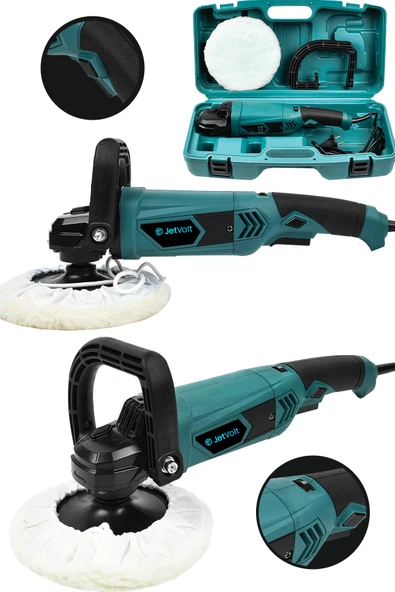 JetVolt Devir Ayarlı Polisaj Makinesi 6 Kademeli Pasta Cila Kiti 1300 Watt 180 mm - Mavi - 1