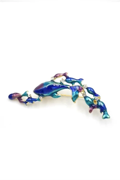 LitaeTrend Balina Sürüsü Broş - Mavi - Resim 2