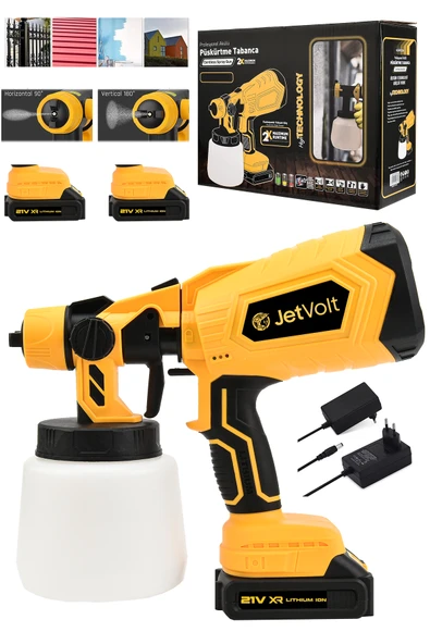 JetVolt Yüksek Basınçlı Çift Akülü Sprey Boya Püskürtme Tabancası - Sarı ürün görseli