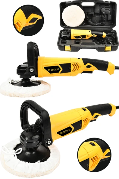 JetVolt Devir Ayarlı Polisaj Makinesi 6 Kademeli Pasta Cila Kiti 1300 Watt 180 mm - Sarı ürün görseli