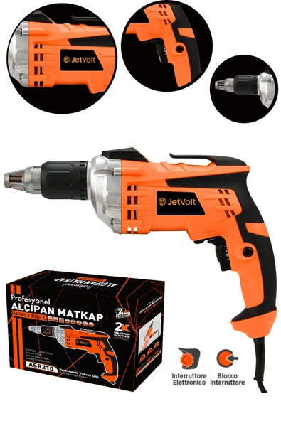 JetVolt Profesyonel 90N.m Alçıpan Vidalama Tabancası 710W - Turuncu - 1