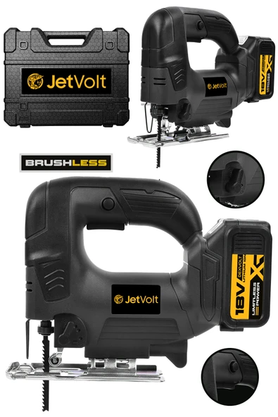 JetVolt Profesyonel 21V 3.0Ah 10 Pilli Metal Şanzıman Dekupaj Testere - Siyah ürün görseli 1