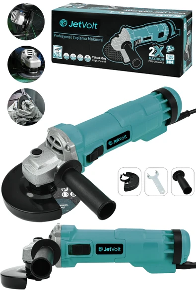 JetVolt Profesyonel 750W Avuç Taşlama Makinesi 125mm Bakır Sargılı Spiral - Mavi ürün görseli 1