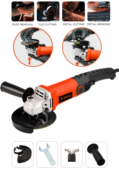 JetVolt Profesyonel 1200W Avuç Taşlama Makinesi 125mm 6 Kademeli Uzun Kuyruk - Kırmızı - 1