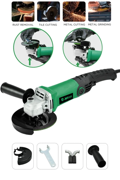 JetVolt Profesyonel 1200W Avuç Taşlama Makinesi 125mm 6 Kademeli Uzun Kuyruk - Yeşil - 1