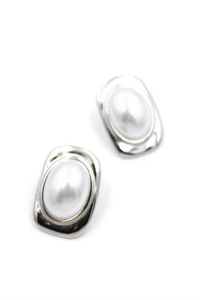 LitaeTrend İnci Oval Küpe - Gümüş - Resim 2