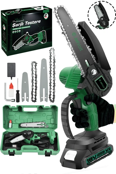 JetVolt Profesonel Metal Dişli 18V 1.5Ah Şarjlı Dal Budama Testeresi - Yeşil ürün görseli