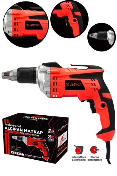 JetVolt Profesyonel 90N.m Alçıpan Vidalama Tabancası 710W - Kırmızı - 1