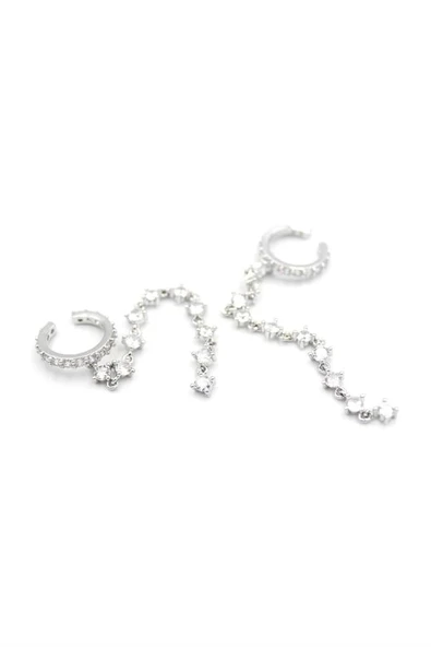 LitaeTrend 2'li Taşlı Kıkırdak Küpe - Gümüş ürün görseli 1