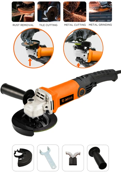 JetVolt Profesyonel 1200W Avuç Taşlama Makinesi 125mm 6 Kademeli Uzun Kuyruk - Turuncu - 1