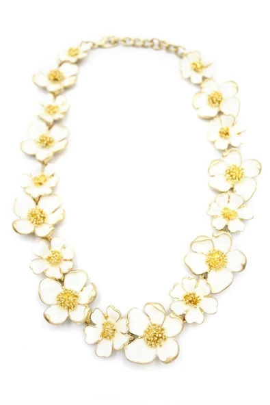 LitaeTrend Mineli Çiçek Kolye - Krem