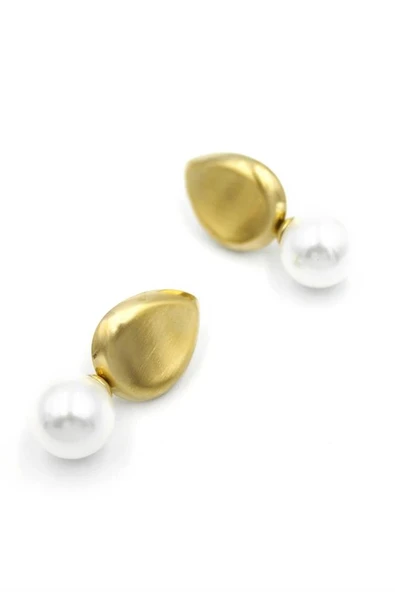 LitaeTrend İnci Damla Küpe - Altın ürün görseli 1