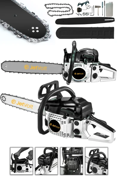 JetVolt Ekstra Güçlü 52CC 2.9 HP 8000 Rpm BENZİNLİ Ağaç Odun Dal Kesme Makinesi Motorlu Testere Hızar Motoru - Siyah ürün görseli