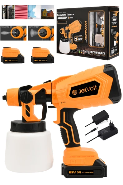 JetVolt Yüksek Basınçlı Çift Akülü Sprey Boya Püskürtme Tabancası - Turuncu ürün görseli