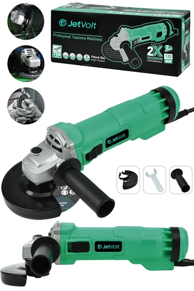 JetVolt Profesyonel 750W Avuç Taşlama Makinesi 125mm Bakır Sargılı Spiral - Yeşil - 1