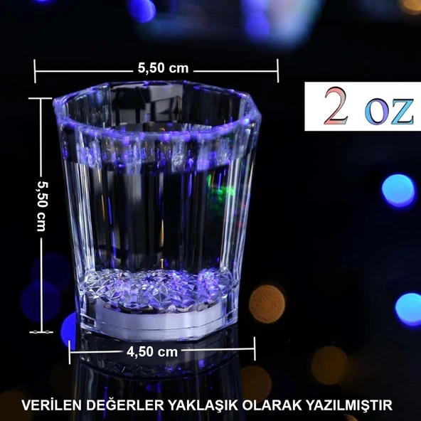 Renkli Led Parlayan Fiber Optik Glow Işıklı Bardak 5,5 x 5,5 cm (5250) - 5