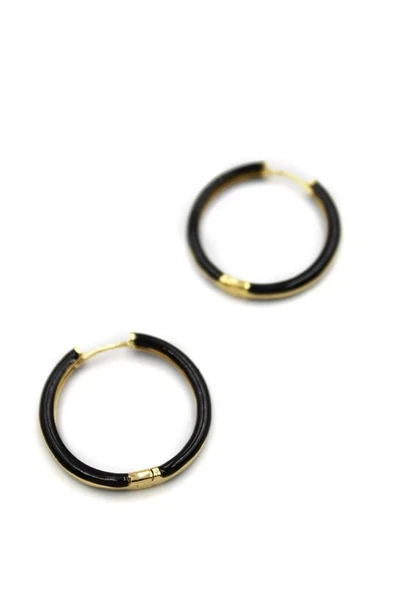 LitaeTrend Mineli Halka Küpe - Siyah - Resim 2