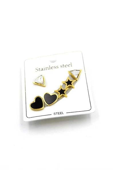 LitaeTrend Çoklu Çelik Küpe - Altın ürün görseli 1