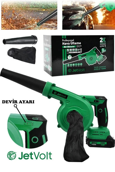 JetVolt 21V Şarjlı Kompresör Hava Üfleme Makinesi - Yeşil - 1