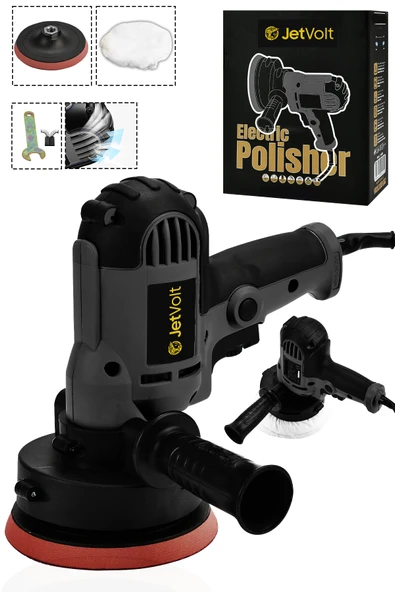 JetVolt 12V Orbital 8 Kademli Cila Pasta Parlatma Polisaj Makinesi - Siyah - 1