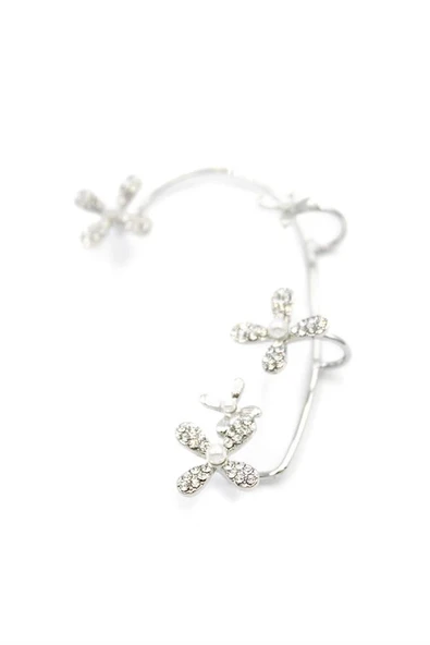 LitaeTrend Çiçek Kıkırdak Küpe - Gümüş - Resim 2