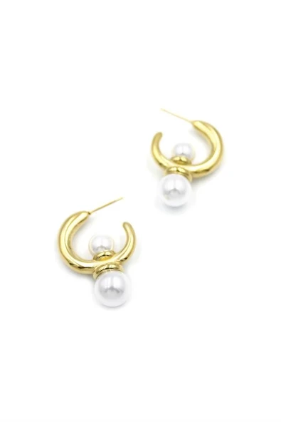 LitaeTrend İncili Halka Küpe - Altın ürün görseli 1