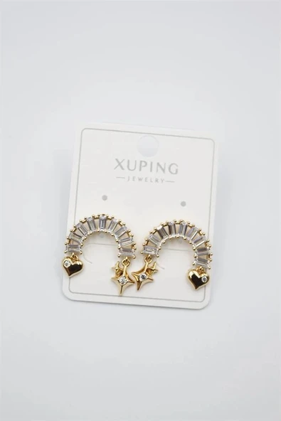 LitaeTrend Gökkuşağı Taşlı Küpe - Altın - Resim 2