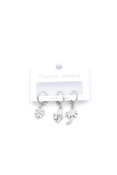 LitaeTrend 3'lü Kaktüs Küpe - Gümüş ürün görseli 1