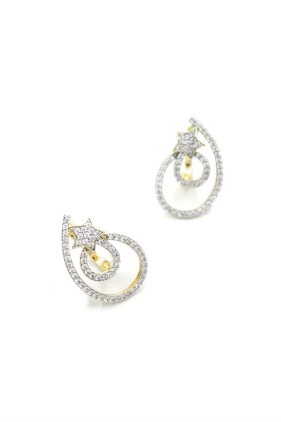 LitaeTrend Taşlı Halka Küpe - Altın ürün görseli 1