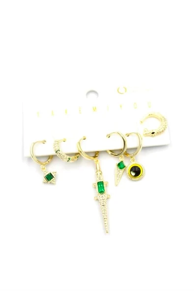 LitaeTrend Çoklu Timsah Küpe - Altın - Resim 2