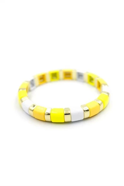 LitaeTrend Lastikli Porselen Bilezik - Sarı - Resim 2