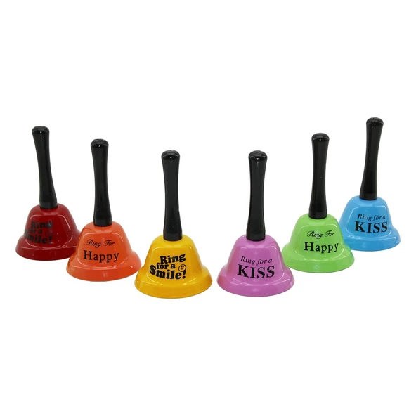 BÜYÜK   TUTMALI - SALLAMALI  RENKLİ METAL RESTORANT OTEL ZİLİ ÇAP: 7.5CM - PLS.SAPLI BOY: 13.5CM (5250)