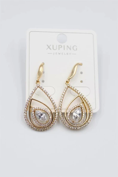 LitaeTrend Taşlı Küpe - Altın - Resim 2