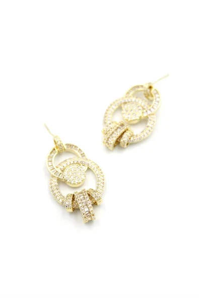 LitaeTrend Zirkon Taşlı Halkalı Küpe - Altın ürün görseli 1