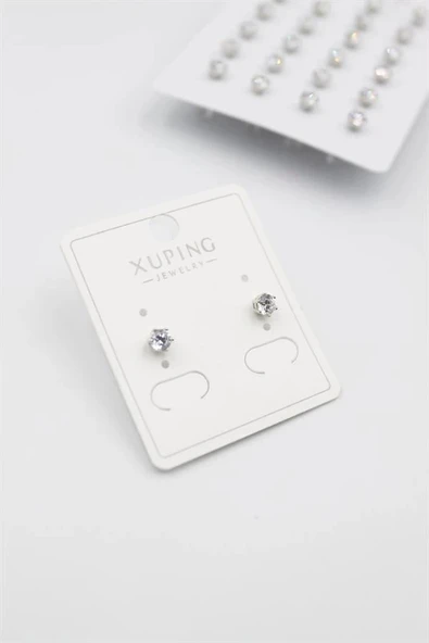 LitaeTrend Küçük Boy Zirkon Taşlı Tektaş  Küpe - Gümüş ürün görseli 1