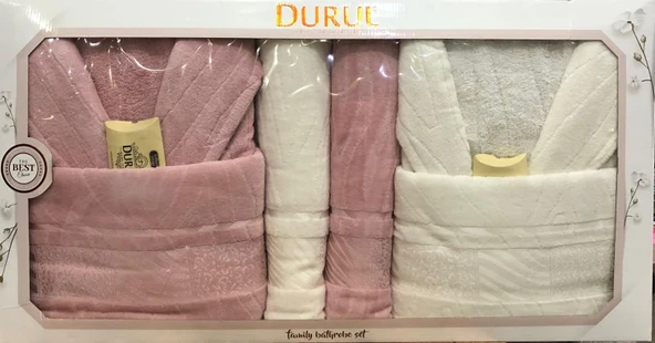 Durul Kadife Jakarlı Pamuklu 8 Parça Aile Bornoz Seti ürün görseli